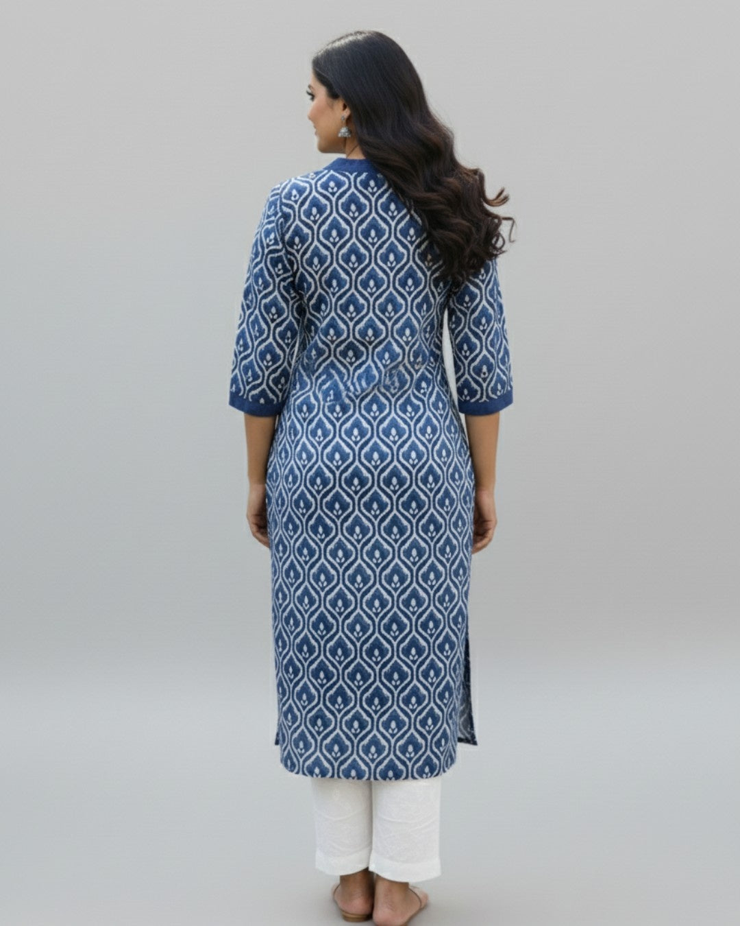 bagru cotton blue straight kurta    