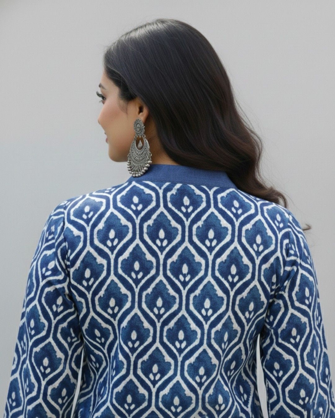 bagru cotton blue straight kurta    