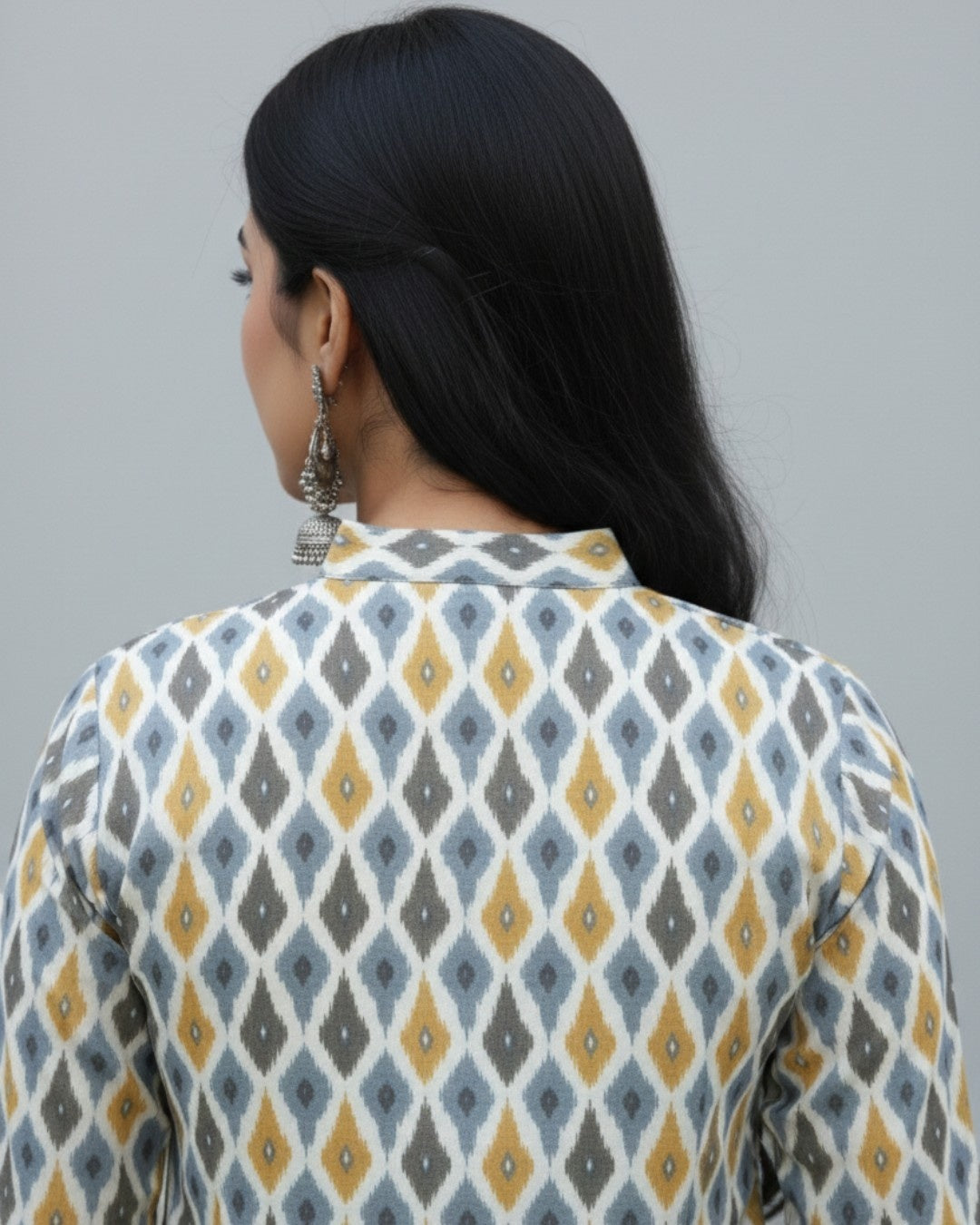 bagru cotton yellow straight kurta    