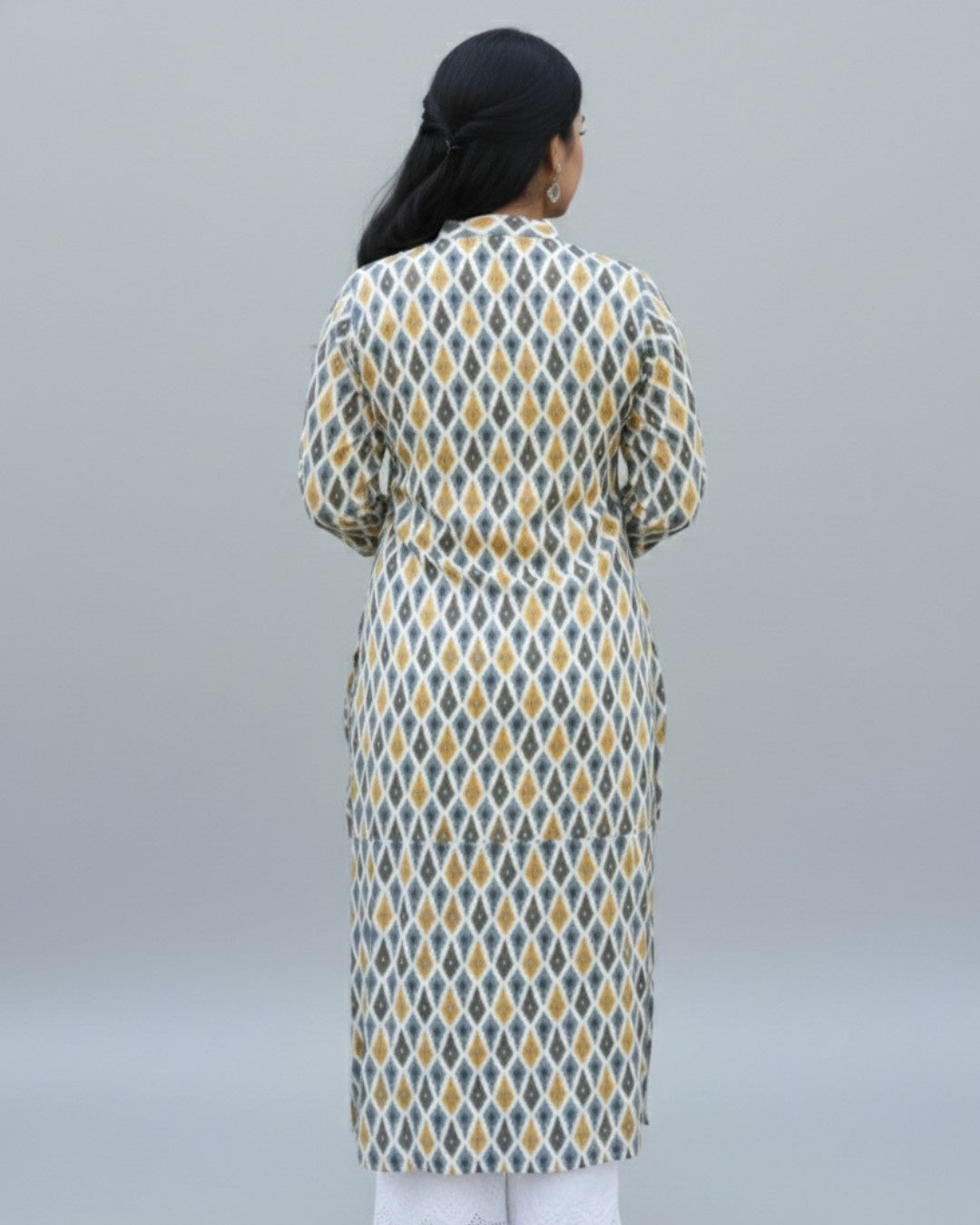 bagru cotton yellow straight kurta    