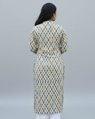 bagru cotton yellow straight kurta    