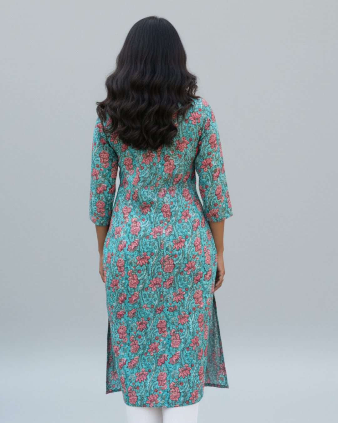 bagru cotton blue straight kurta    