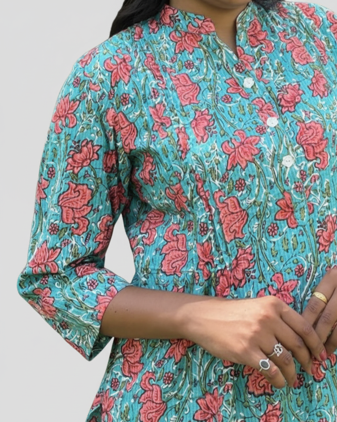 bagru cotton blue straight kurta    