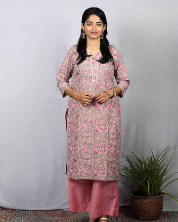 pink cotton straight kurta     