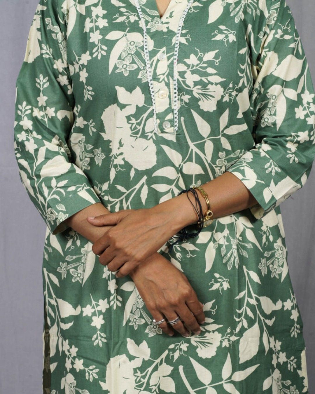 green cotton straight kurta     