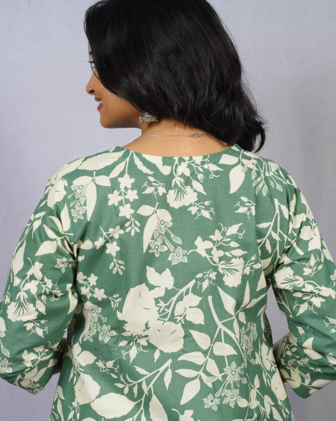 green cotton straight kurta     