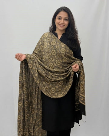 Ajrakh Brown Modal Silk Dupatta