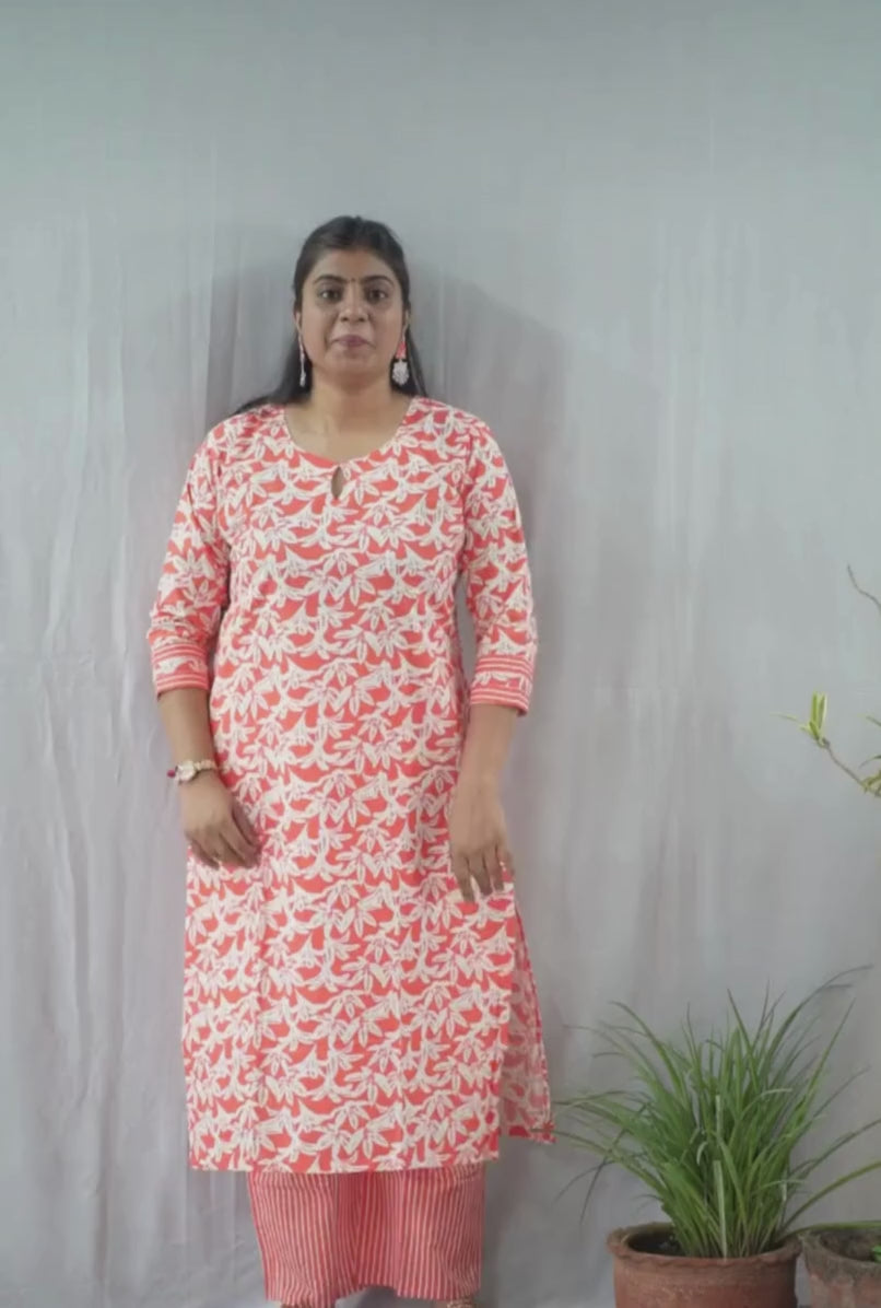 Veda Orange Cotton Coord Set