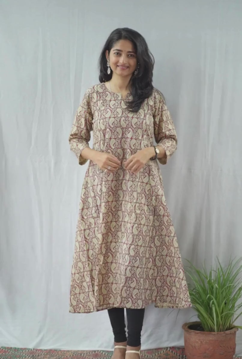 Rishvi Pink Cotton Kali Kurta