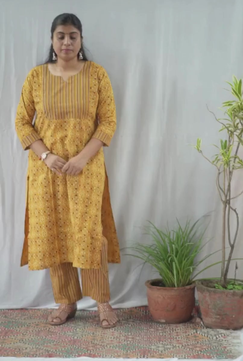 Geet Yellow Cotton Coord Set