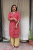 Ganga Red Cotton Straight Kurta