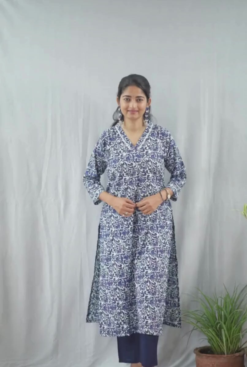 Isha Blue Cotton Coord Set