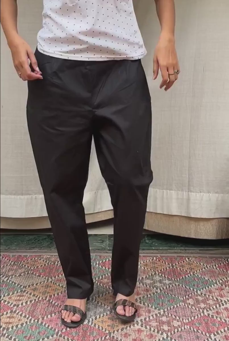Kiara Black Cotton Satin Pant