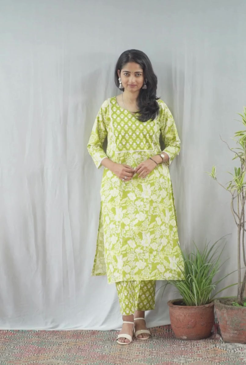 Dhani Green Cotton Coord Set