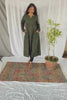 Aarvi Ajrakh Cotton Green Chudi Sleeves Kali Kurta