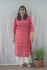 Samira Red Ikkat Cotton Straight Kurta