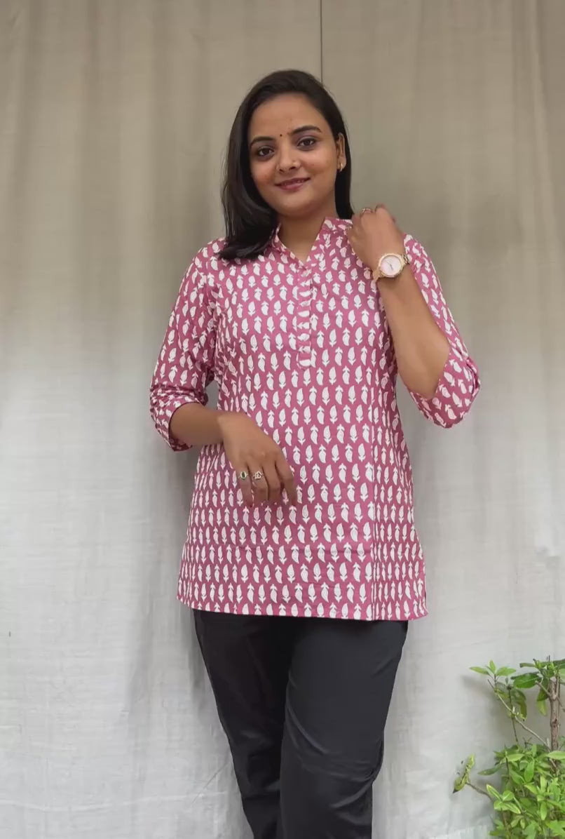 Sakti Pink Cotton Short Top Kurti