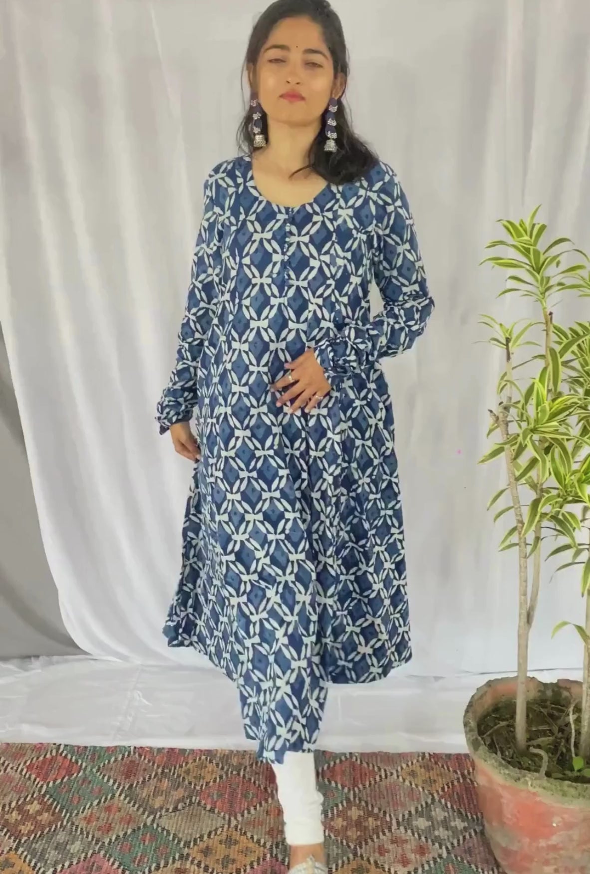 Krina Indigo Cotton Chudi Sleeves Kali Kurta